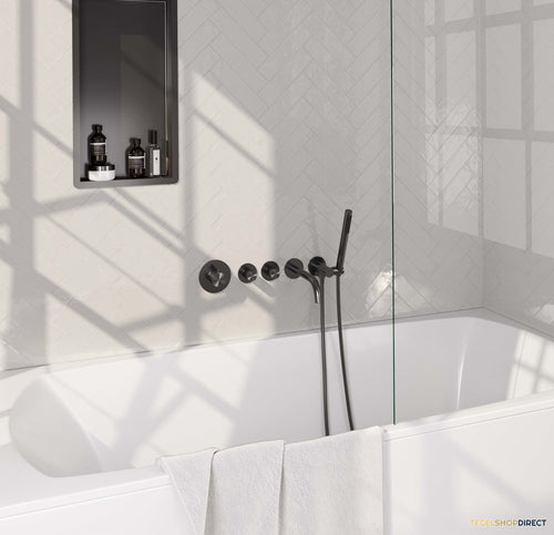 Inbouwthermostaatset Brauer Gunmetal Carving Incl Baduitloop en Staafhanddouche Messing Gunmetal