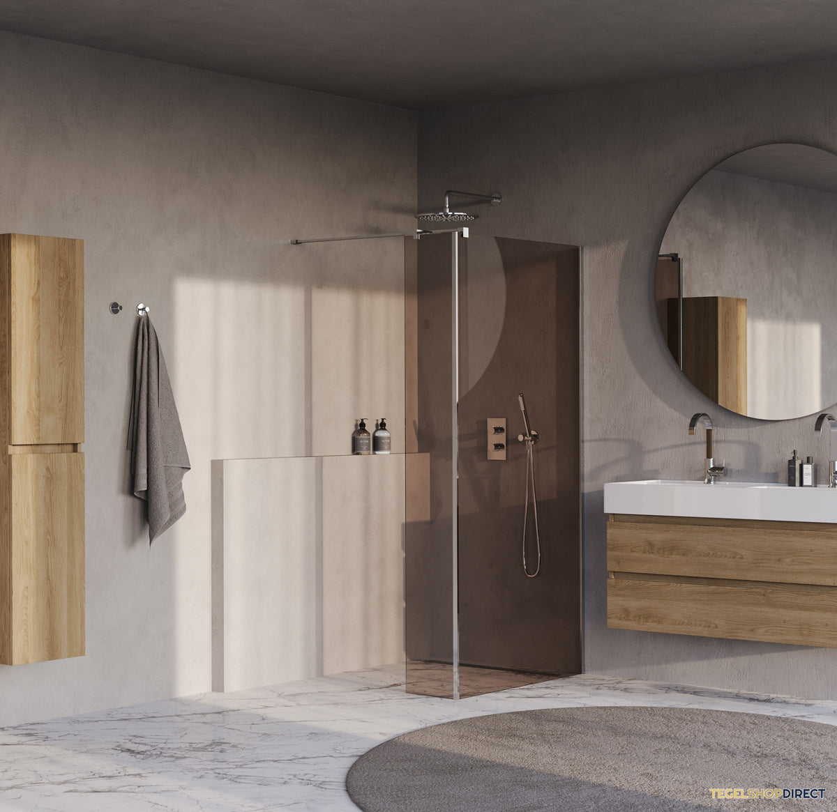 BRAUER Oblivion inloopdouche brons glas 90x200 met zijwand 30 incl. glascoating chroom – afbeelding 2