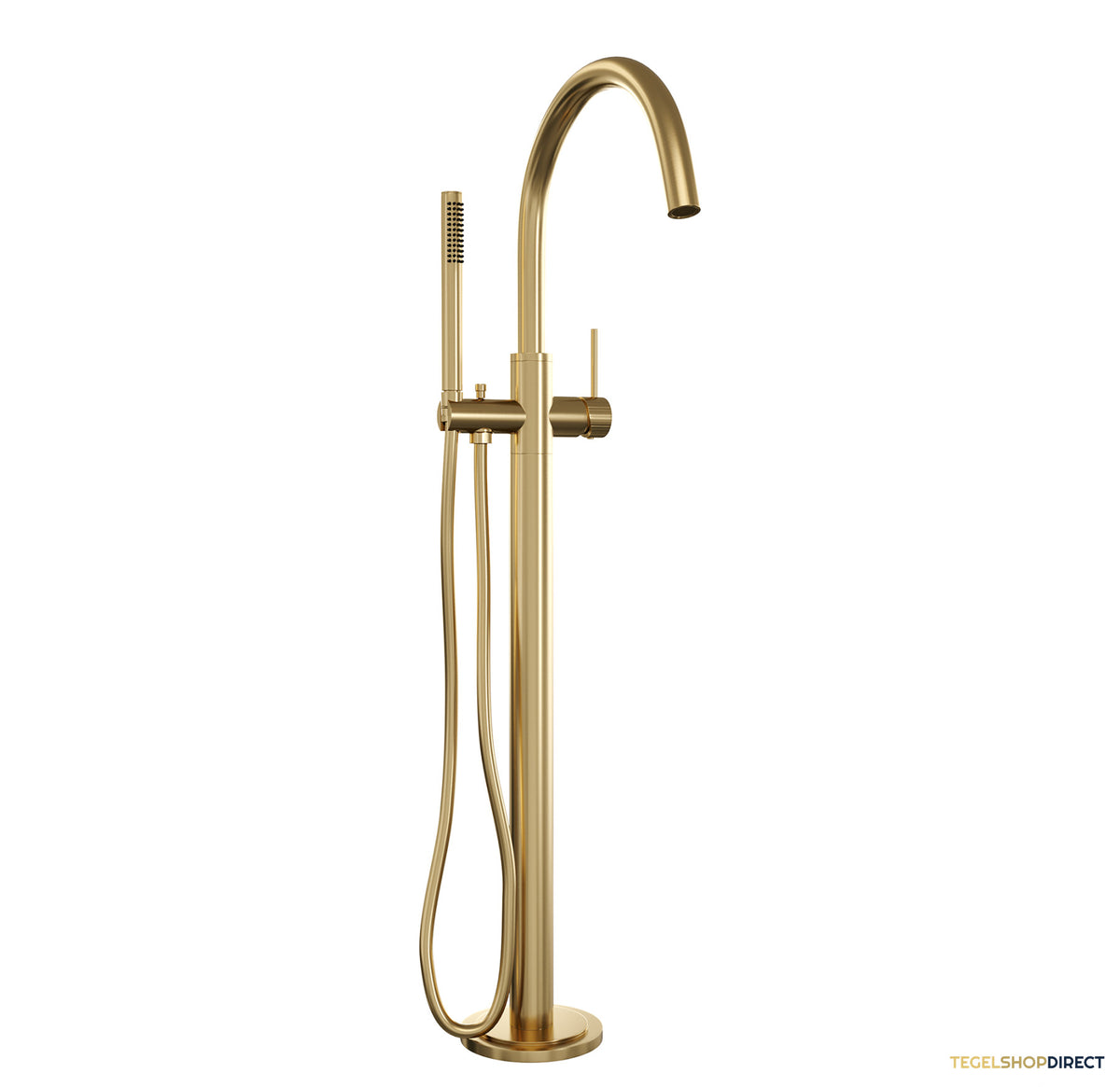 Brauer Stripe vrijstaande badmengkraan SET 01 met staaf handdouche en doucheslang goud geborsteld PVD – afbeelding 2