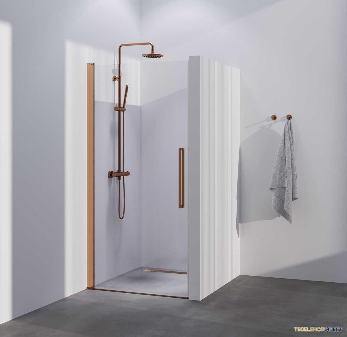 BRAUER Season nisdeur model A met draaideur helder glas 100x200 omkeerbaar incl. glascoating Season-Koper – afbeelding 2
