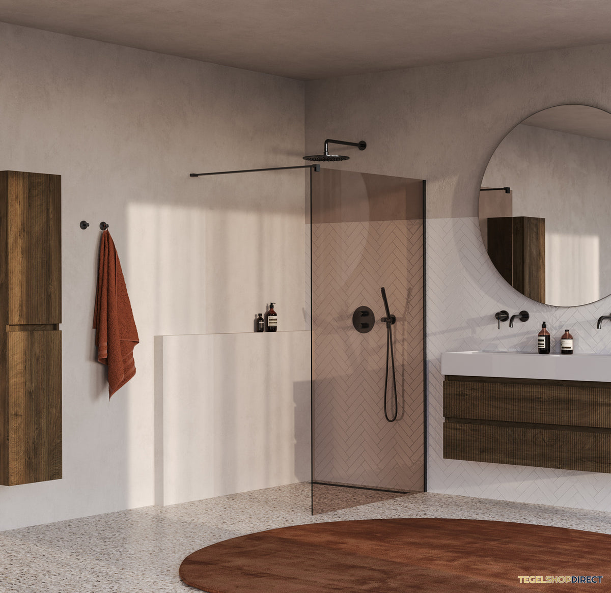 BRAUER Oblivion inloopdouche brons glas 120x200 incl. glascoating PVD gunmetal geborsteld – afbeelding 2