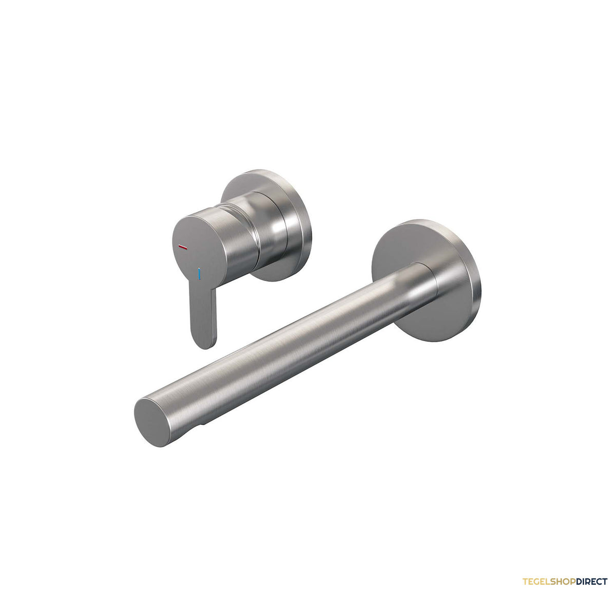Inbouw Wastafelmengkraan Brauer Brushed Edition Coldstart Rechte Uitloop Korte Platte Hendel Links Geborsteld RVS PVD Met Rozetten
