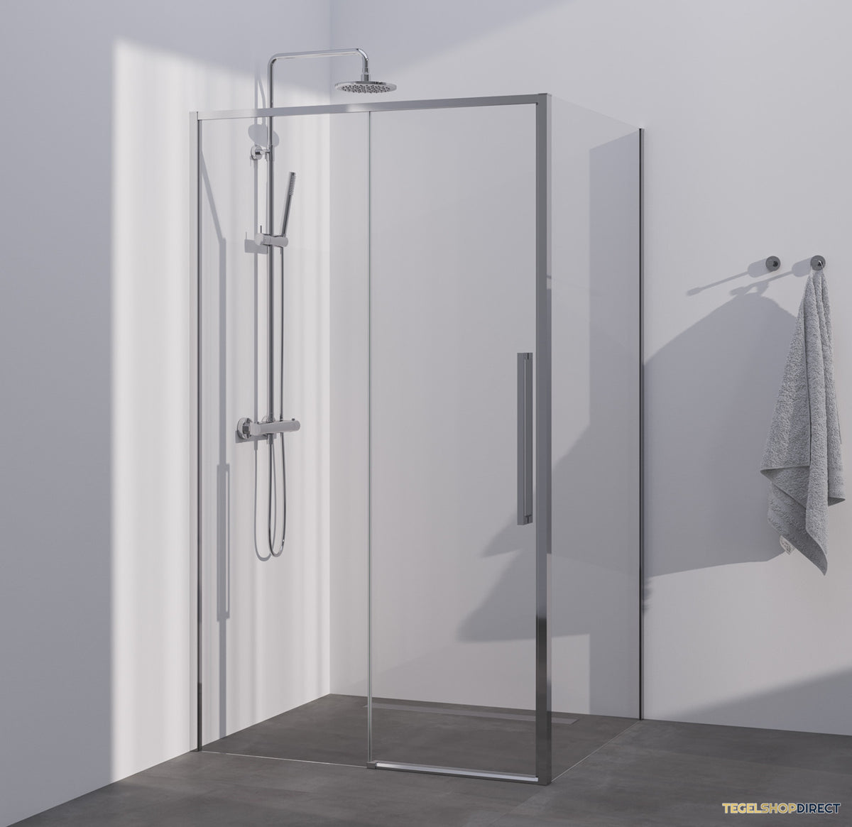 BRAUER Season douchecabine model B met schuifdeur helder glas 100x90x200 omkeerbaar incl. glascoating Season-Chroom
