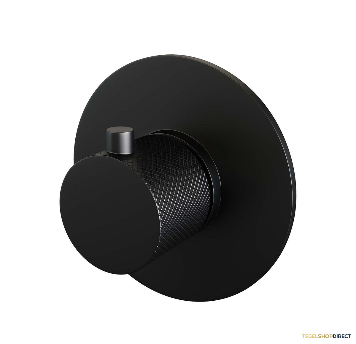 Inbouwthermostaat Brauer Black Carving met Ronde knop en Rozet Mat Zwart
