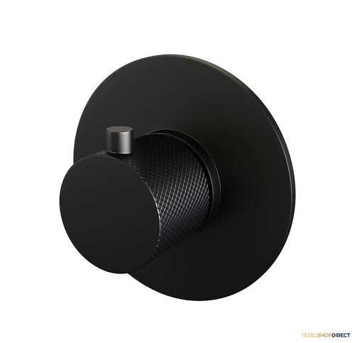 Inbouwthermostaat Brauer Black Carving met Ronde knop en Rozet Mat Zwart