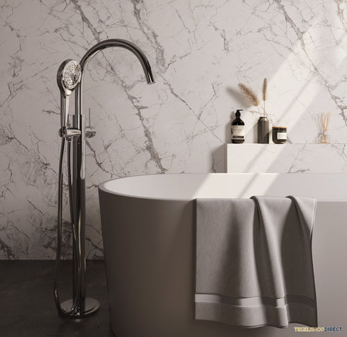 Brauer Stripe vrijstaande badmengkraan SET 02 met 3-standen handdouche en doucheslang chroom