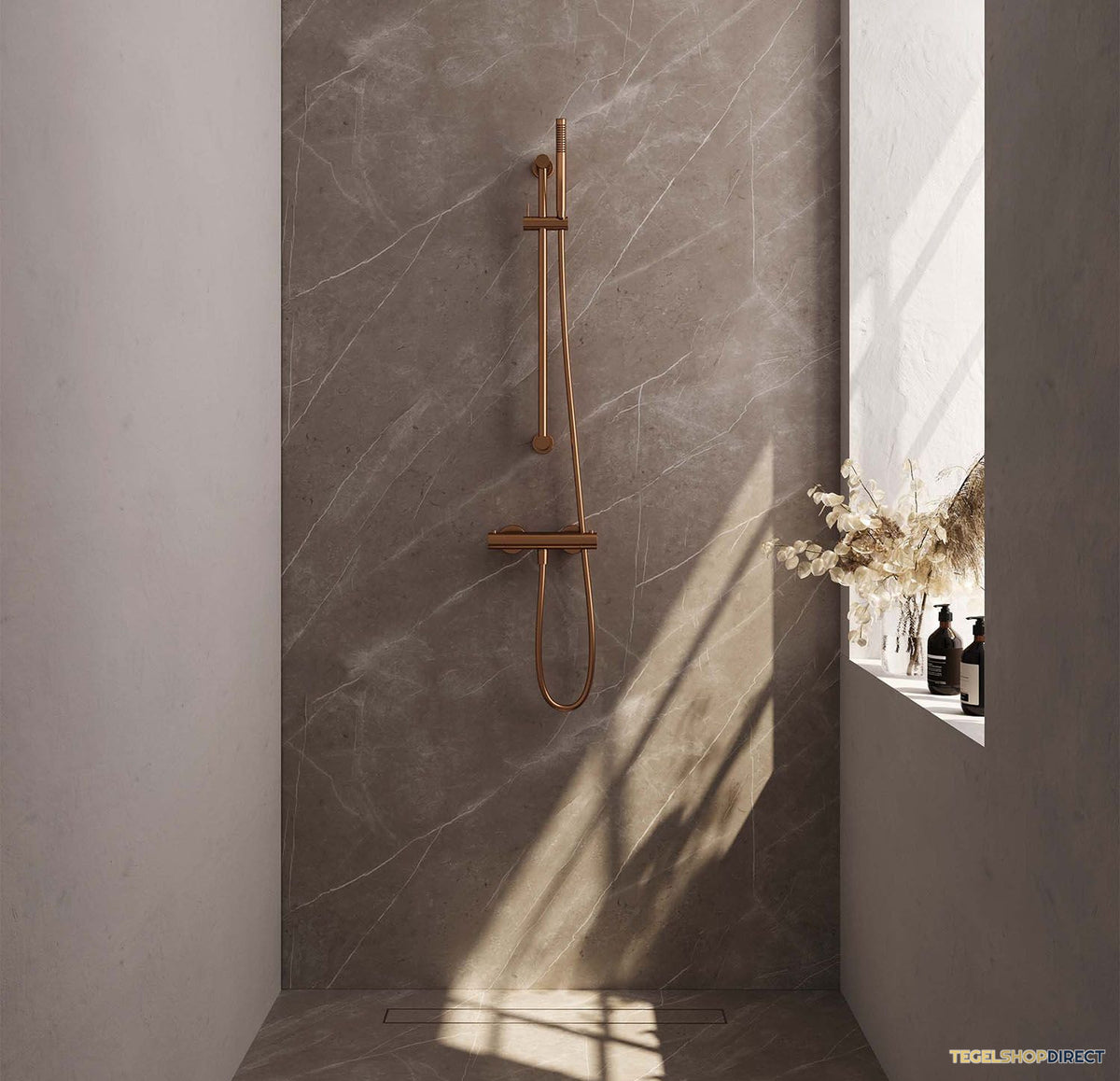 Douchekraanset Brauer Copper Edition Opbouw Met Glijstang En Staafhanddouche Geborsteld Koper – afbeelding 2