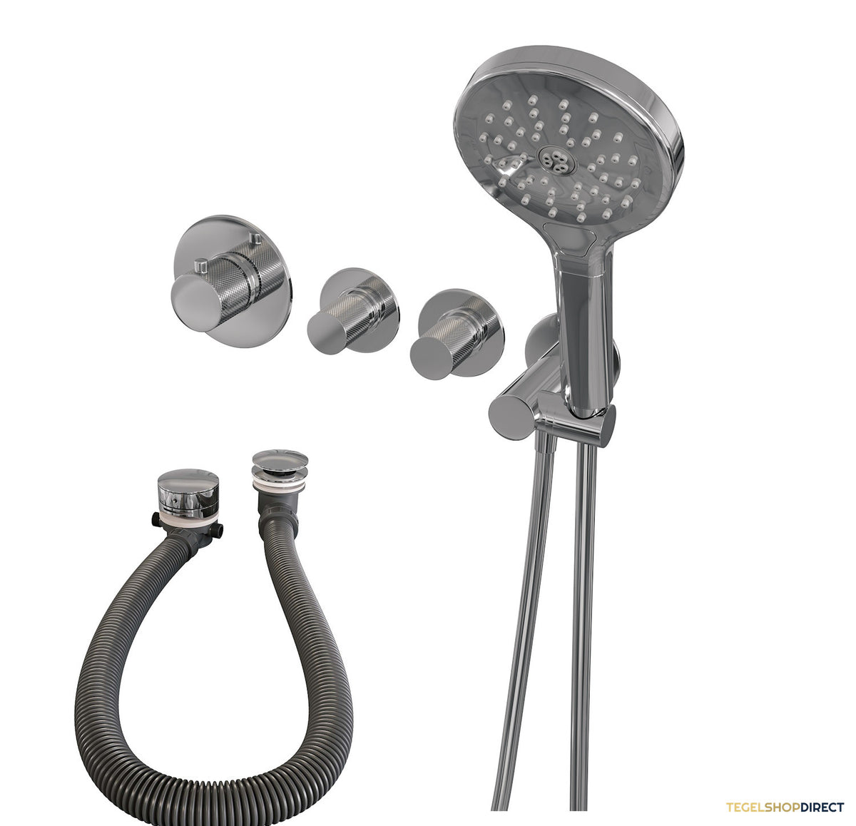 Inbouwthermostaat set Brauer Carving Incl Badafvoer Chroom (Keuze Handdouche) – afbeelding 5