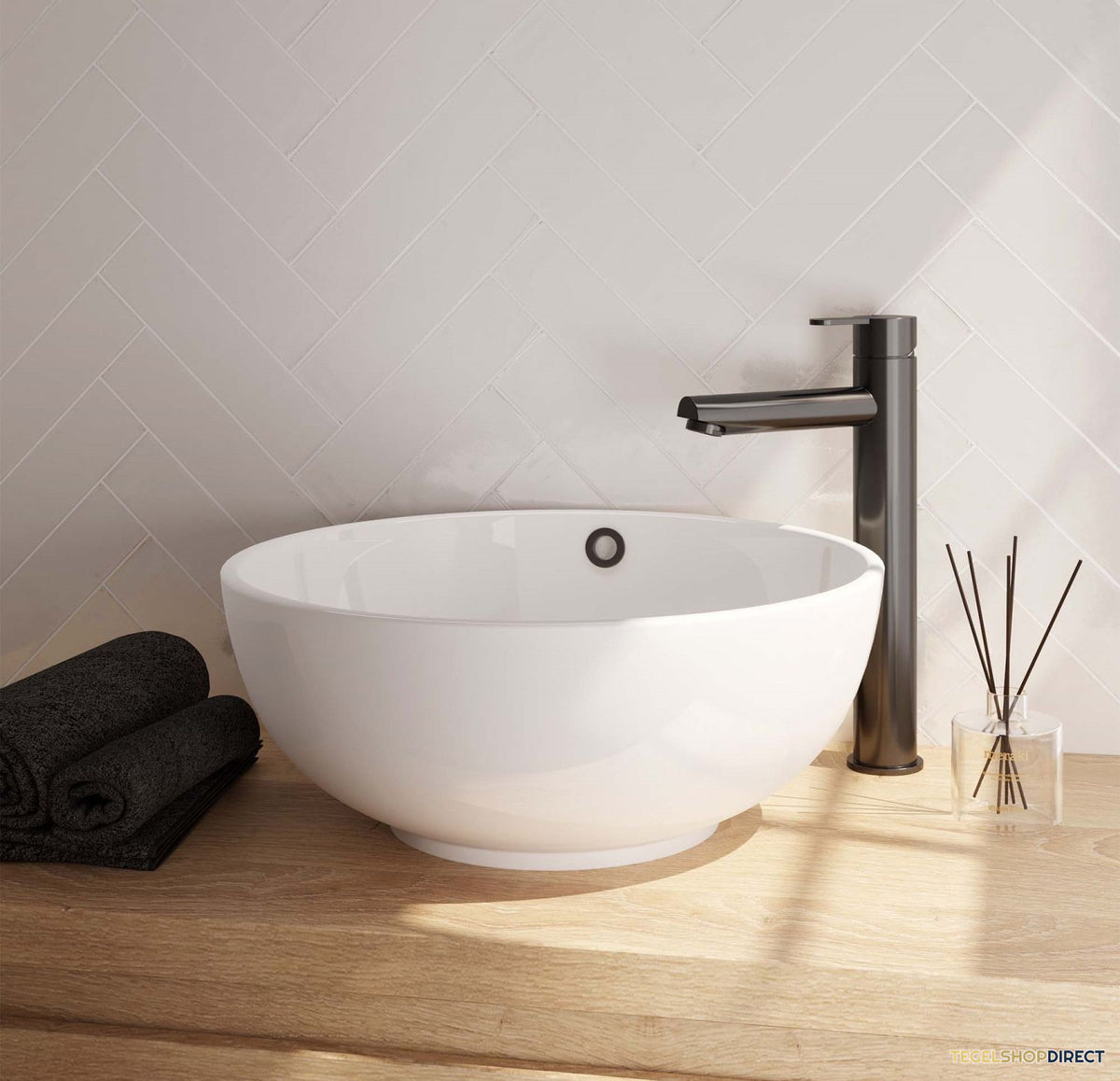 Wastafelmengkraan Brauer Gunmetal Edition Coldstart Opbouw Hoog Korte Platte Hendel Geborsteld Gunmetal PVD – afbeelding 3