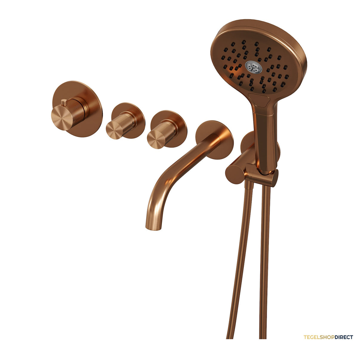 Inbouwthermostaat set Brauer Carving Met Rozetten Incl Baduitloop Geborsteld Koper (Keuze Handdouche) – afbeelding 5