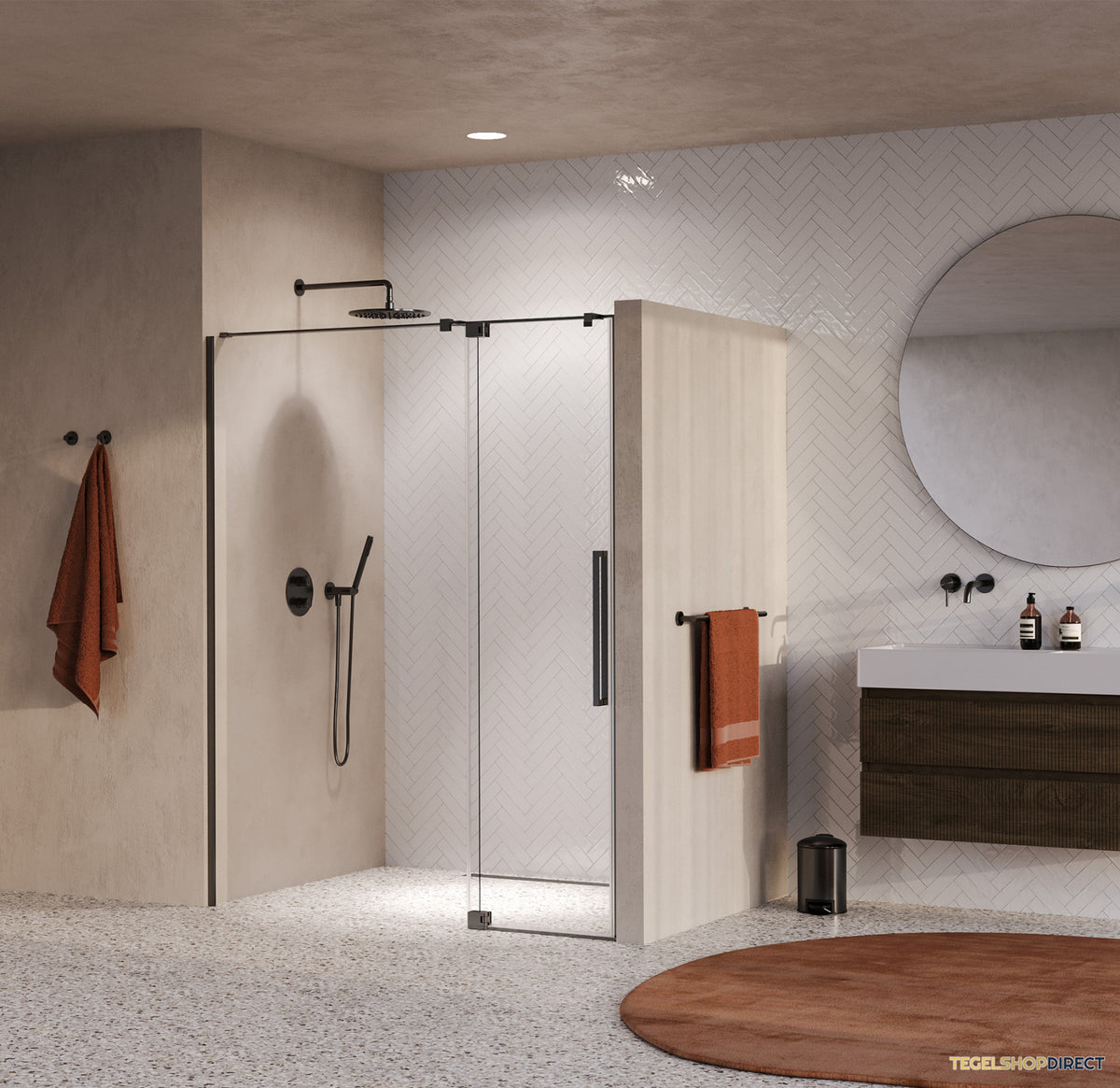 BRAUER Stellar nisdeur 2-delig draaiend helder glas 140x200 omkeerbaar incl. glascoating PVD gunmetal geborsteld – afbeelding 2