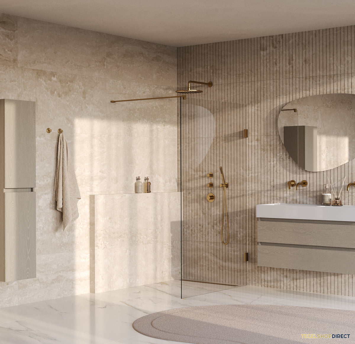 BRAUER Void inloopdouche helder glas 110x200 incl. glascoating PVD goud geborsteld – afbeelding 2