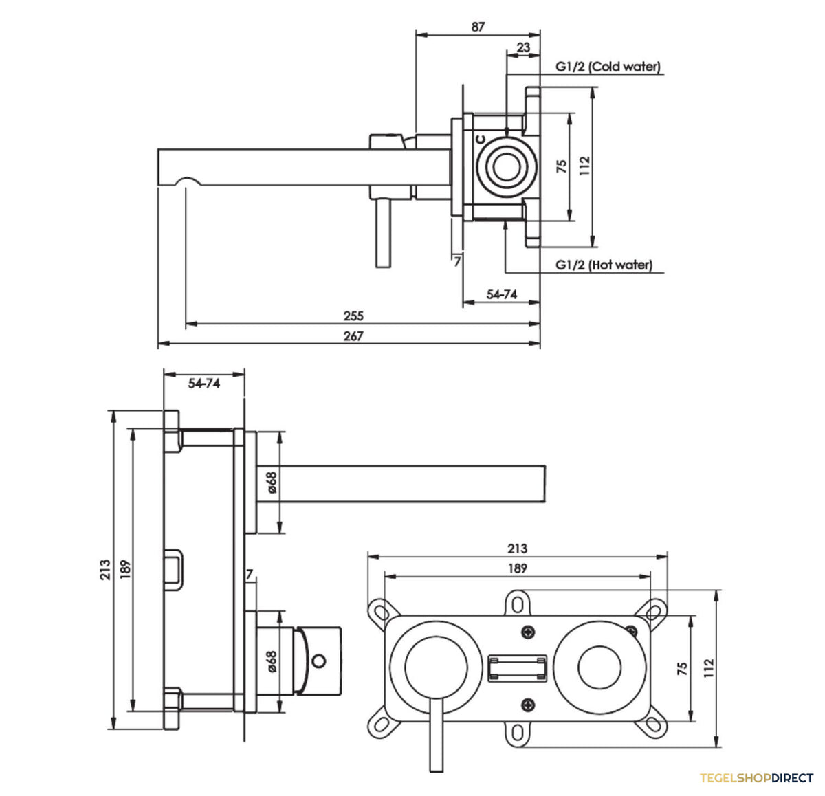 Inbouw Wastafelmengkraan Brauer Gunmetal Edition Coldstart Rechte Uitloop Korte Ronde Hendel Links Geborsteld Gunmetal PVD Met Rozetten – afbeelding 3
