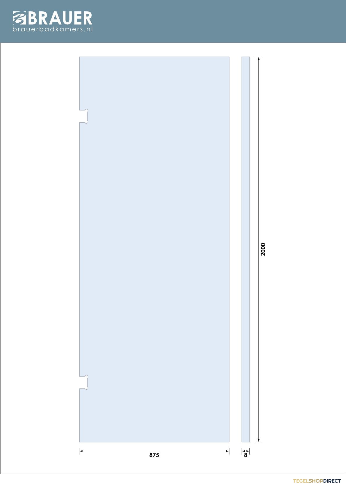 BRAUER Wand 90 helder glas enkelzijdige uitsparingen – afbeelding 2