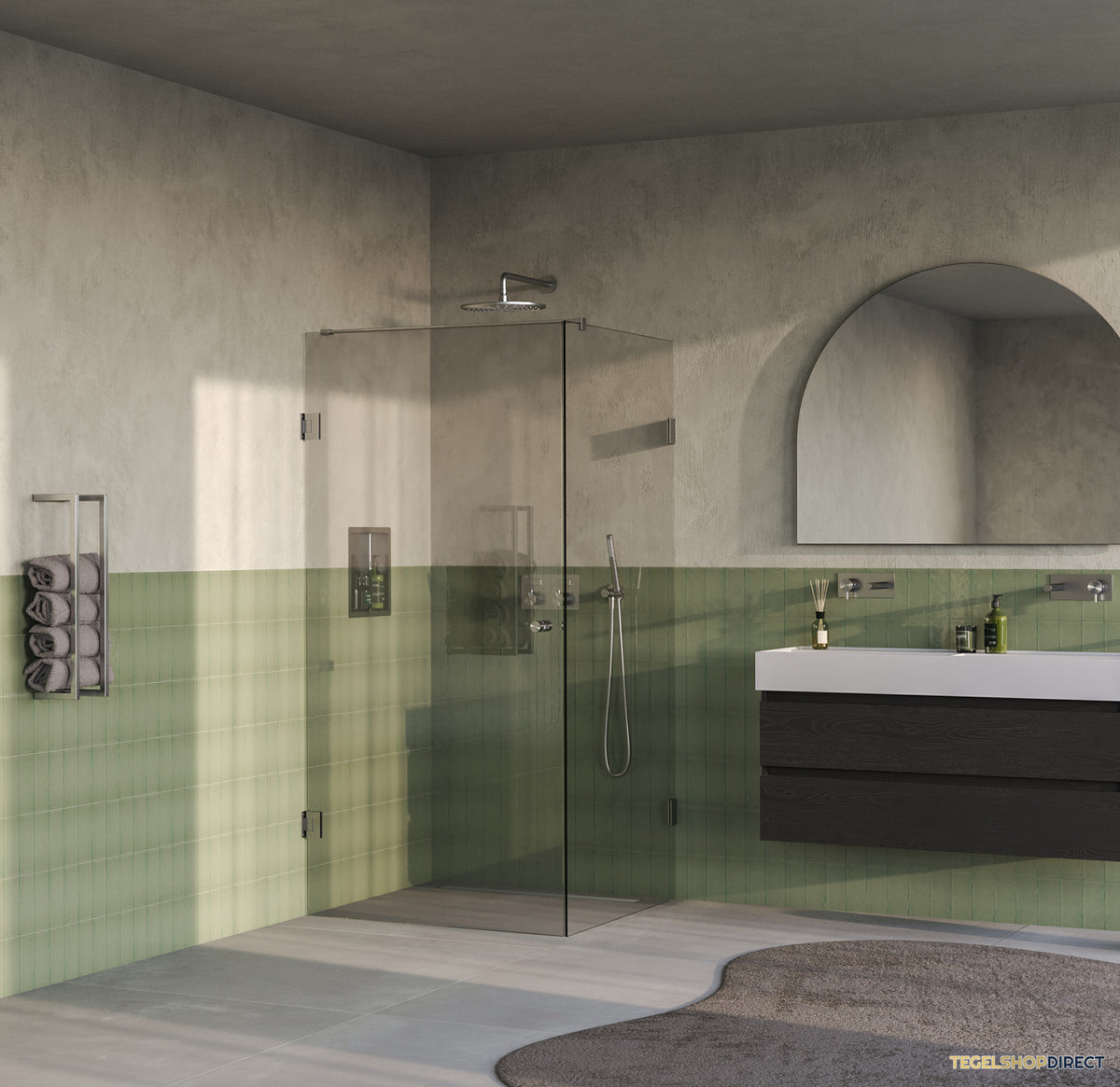 BRAUER Void Carving douchecabine met draaideur helder glas 100x100x200 incl. glascoating PVD RVS-kleurig geborsteld – afbeelding 2