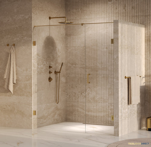 BRAUER Void nisdeur 2-delig helder glas 170x200 omkeerbaar met draaideur 70 aan muur incl. glascoating PVD goud