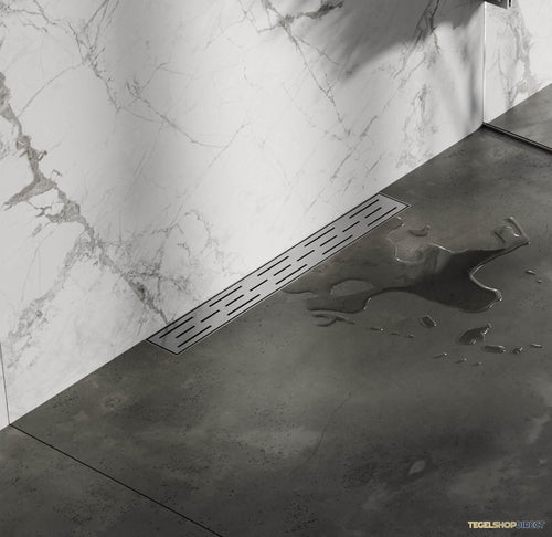 Douchegoot Brauer WallDrain RVS Geborsteld Muur Montage 50x7 cm Inclusief Sifon Kunststof Standaard Rooster