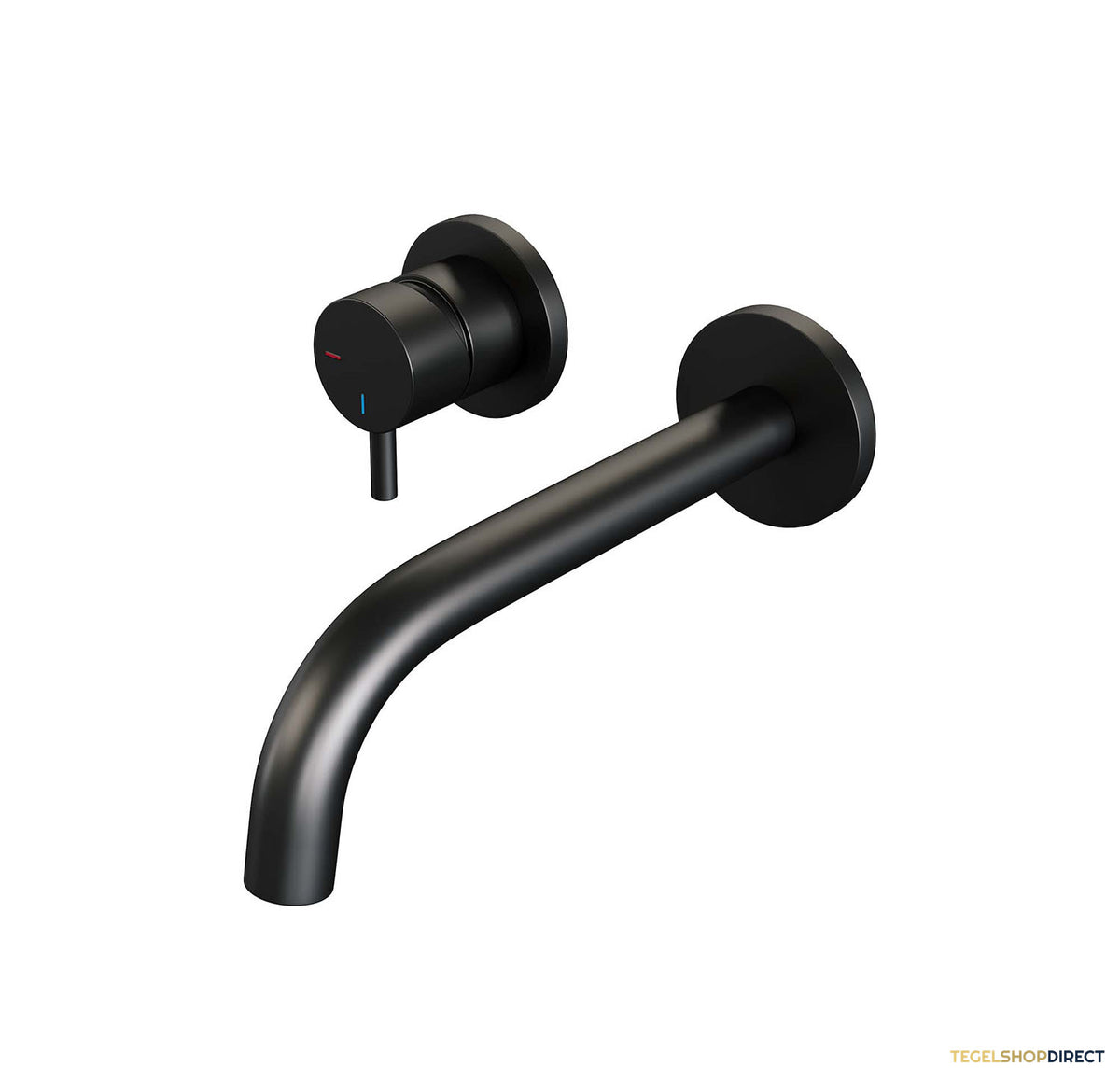 Inbouw Wastafelmengkraan Brauer Black Edition Coldstart Gebogen Uitloop Korte Ronde Hendel Links Mat Zwart Met Rozetten