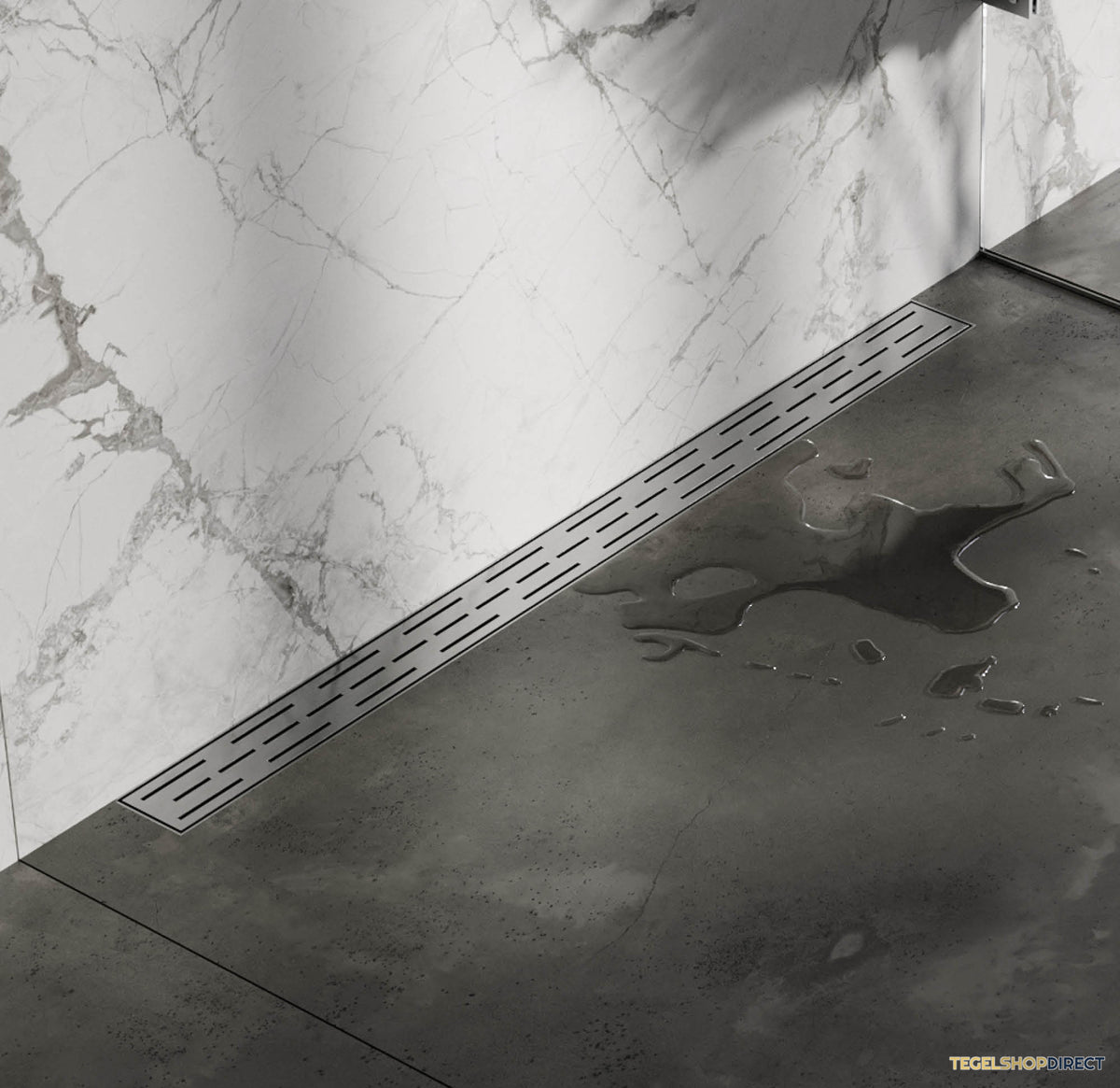 Douchegoot Brauer WallDrain RVS Geborsteld Muur Montage 90x7 cm Inclusief Standaard Rooster