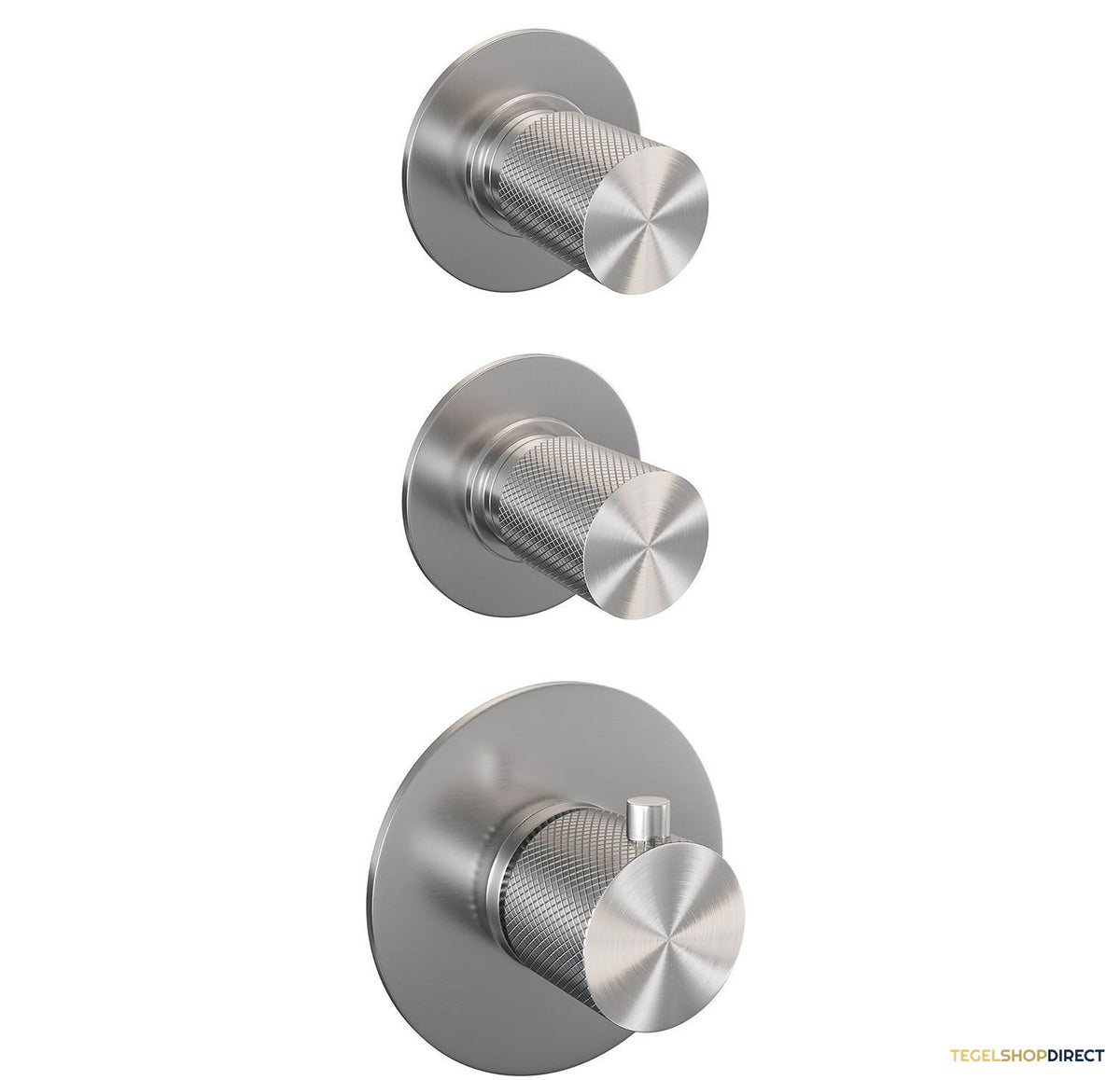 Regendoucheset Inbouw Brauer Brushed Carving Thermostatisch 30cm met Wandarm, Glijstang en Handdouche Staaf Losse Stopkranen Geborsteld RVS – afbeelding 4