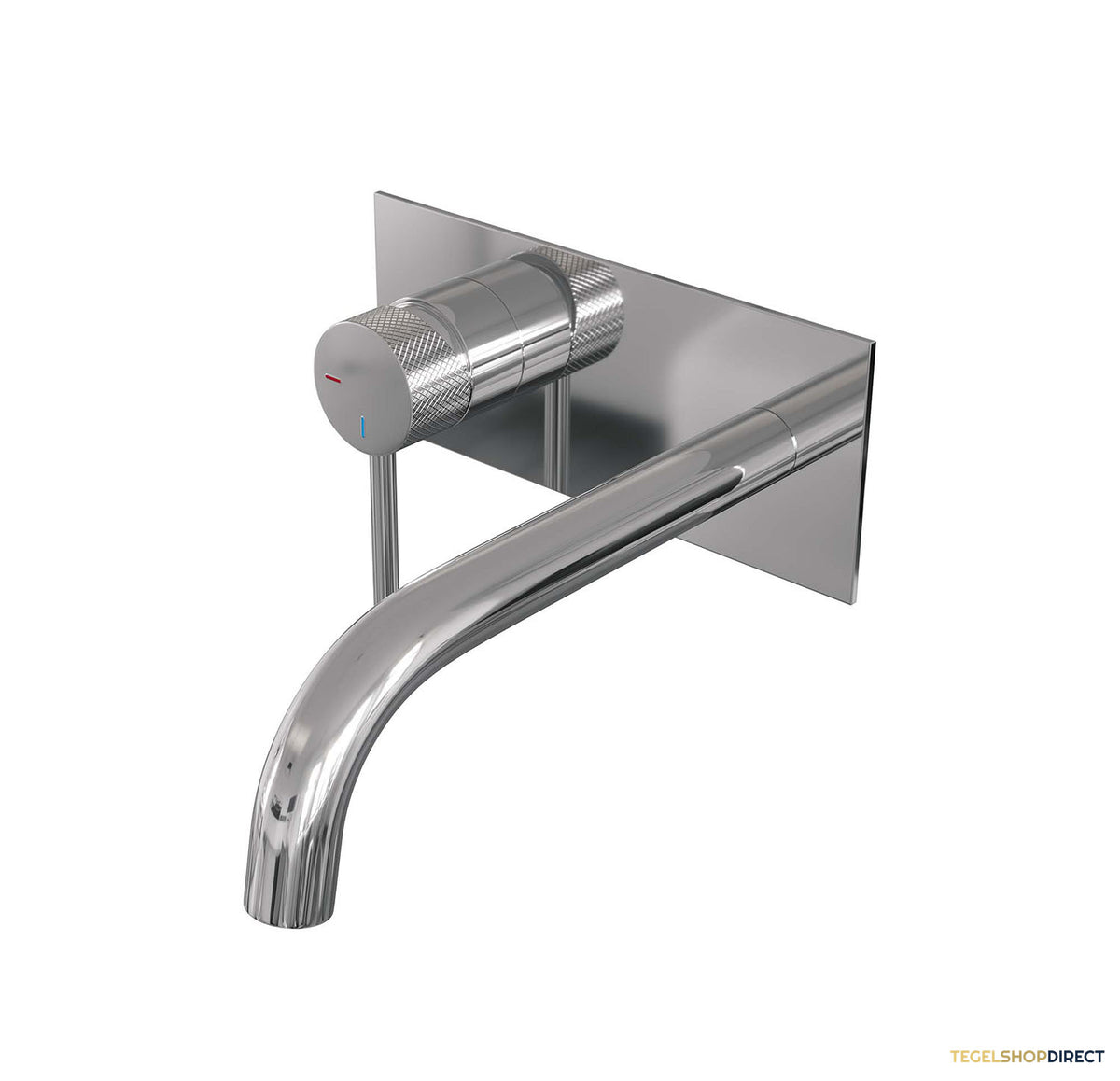 Inbouw Wastafelmengkraan Brauer Chrome Carving Coldstart Gebogen Uitloop Ronde Hendel Links Chroom Met Afdekplaat