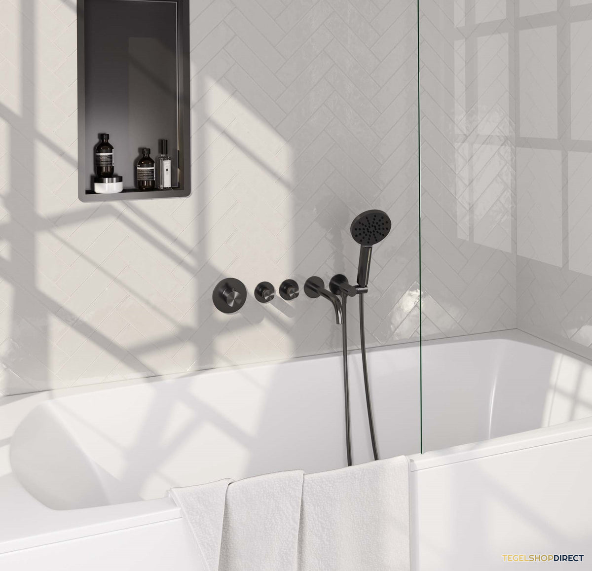 Inbouwthermostaatset Brauer Gunmetal Edition Incl Baduitloop en 3 Standen Handdouche Gunmetal