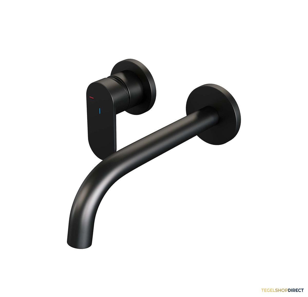 Inbouw Wastafelmengkraan Brauer Black Edition Coldstart Gebogen Uitloop Platte Hendel Links Mat Zwart Met Rozetten