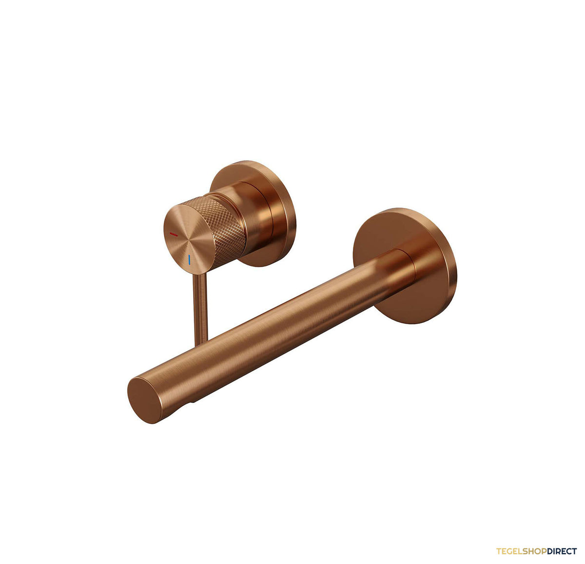 Inbouw Wastafelmengkraan Brauer Copper Carving Coldstart Rechte Uitloop Ronde Hendel Links Geborsteld Koper PVD Met Rozetten