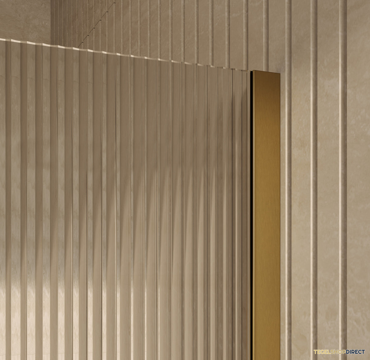 BRAUER Oblivion Flow inloopdouche helder ribbelglas 120x200 met zijwand 30 incl. glascoating Geborsteld Goud PVD – afbeelding 3