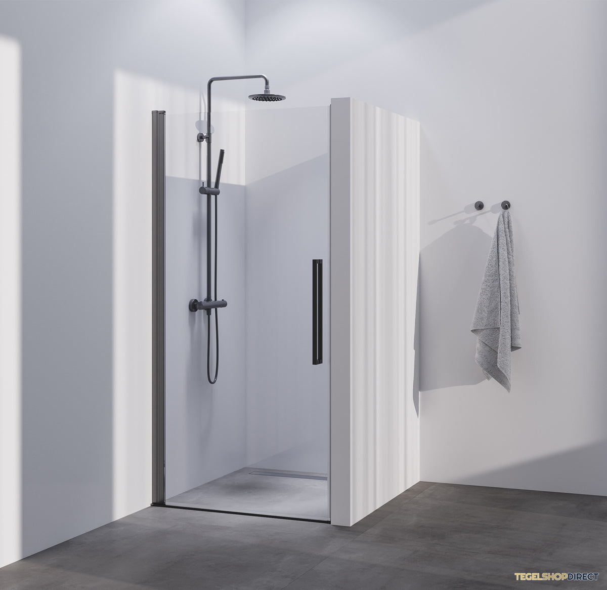 BRAUER Season nisdeur model A met draaideur helder glas 60x200 omkeerbaar incl. glascoating Season-Gunmetal – afbeelding 2