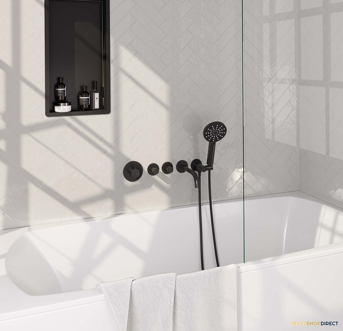 Inbouwthermostaatset Brauer Black Incl Baduitloop en 3 Standen Handdouche Mat Zwart