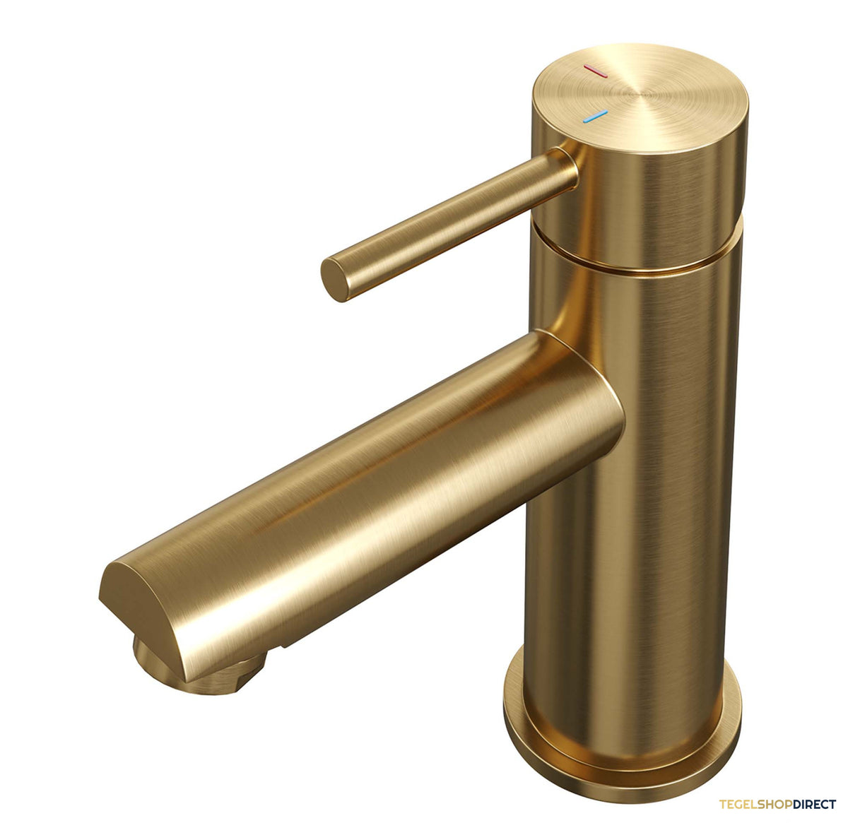 Wastafelmengkraan Brauer Gold Edition Coldstart Opbouw Laag Ronde Hendel Geborsteld Goud PVD