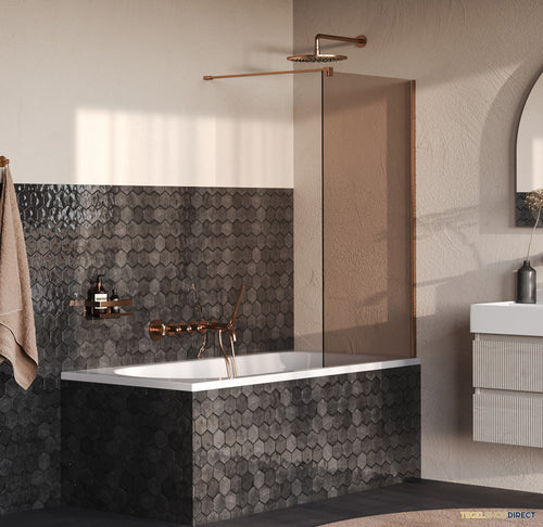 BRAUER Oblivion Badwand 80x140 Brons Glas Incl. Glascoating PVD Koper Geborsteld