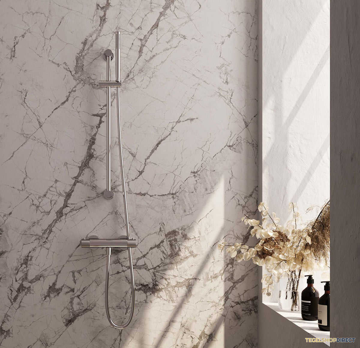 Douchekraanset Brauer Chrome Carving Opbouw Met Glijstang En Staafhanddouche Chroom