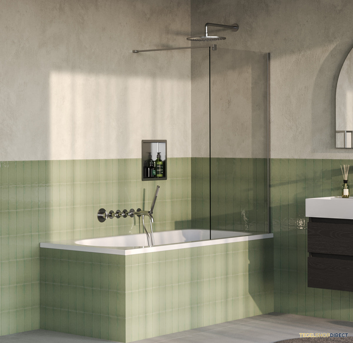 BRAUER Oblivion Badwand 80x140 Helder Glas Incl. Glascoating PVD RVS-Kleurig Geborsteld