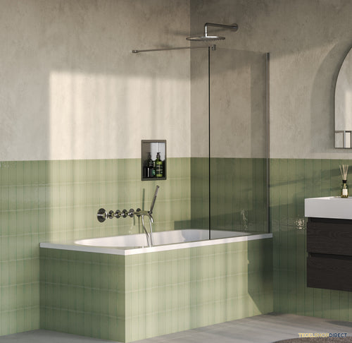 BRAUER Oblivion Badwand 80x140 Helder Glas Incl. Glascoating PVD RVS-Kleurig Geborsteld