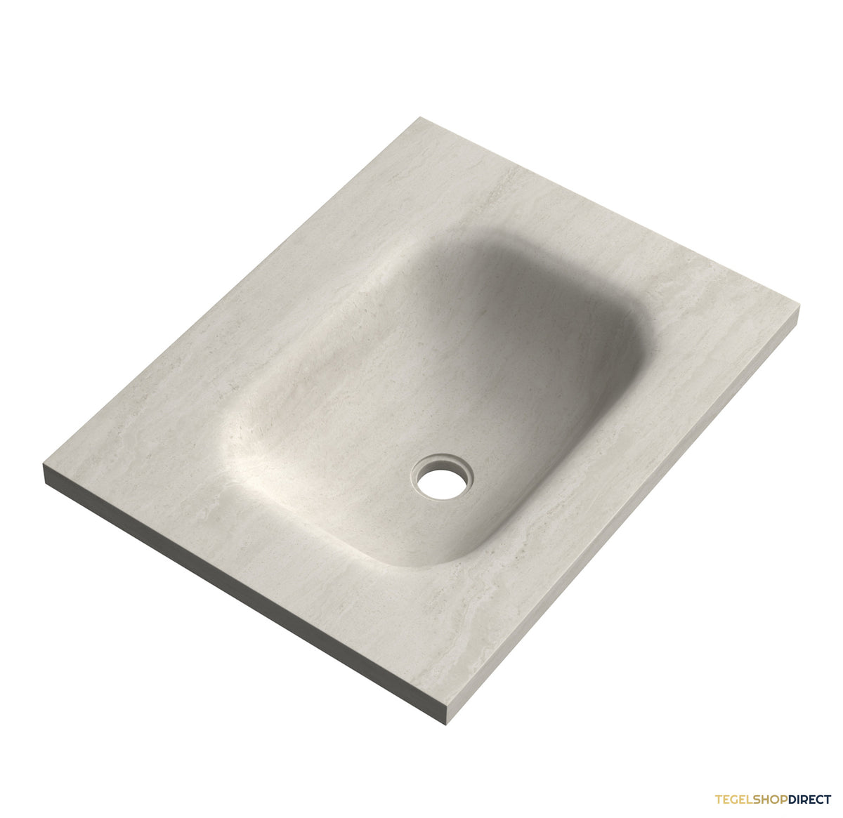 BRAUER Dune Medium wastafel 60 cm met 1 wasbak en 0 kraangaten sintered stone Ivory Travertin – afbeelding 4