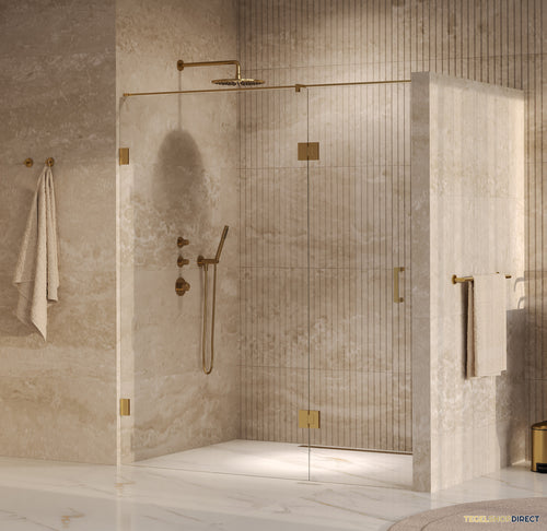 BRAUER Void nisdeur 2-delig helder glas 170x200 omkeerbaar met draaideur 70 aan glas incl. glascoating PVD goud