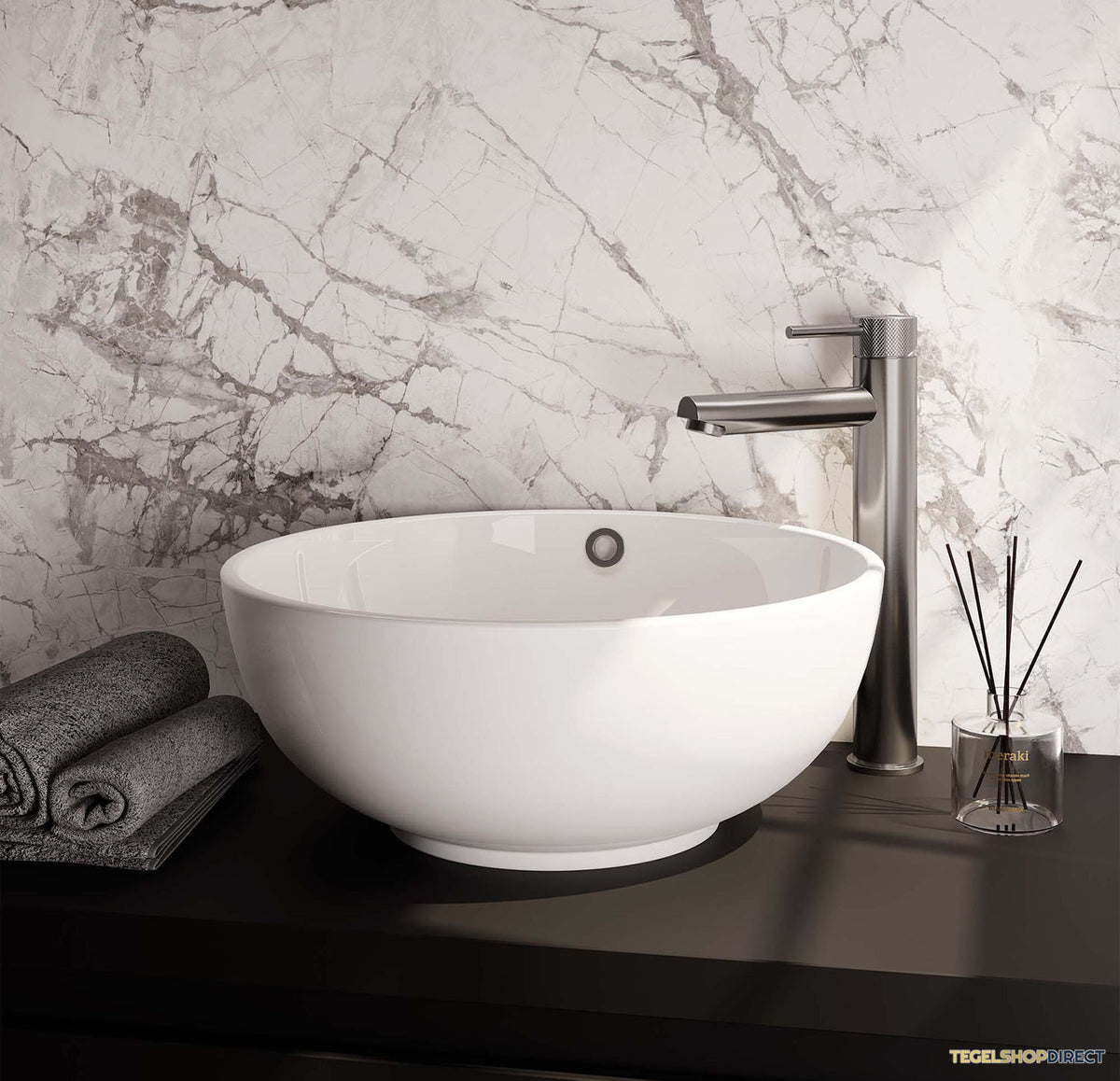 Wastafelmengkraan Brauer Brushed Carving Coldstart Opbouw Hoog Ronde Hendel Geborsteld RVS PVD PVD – afbeelding 2