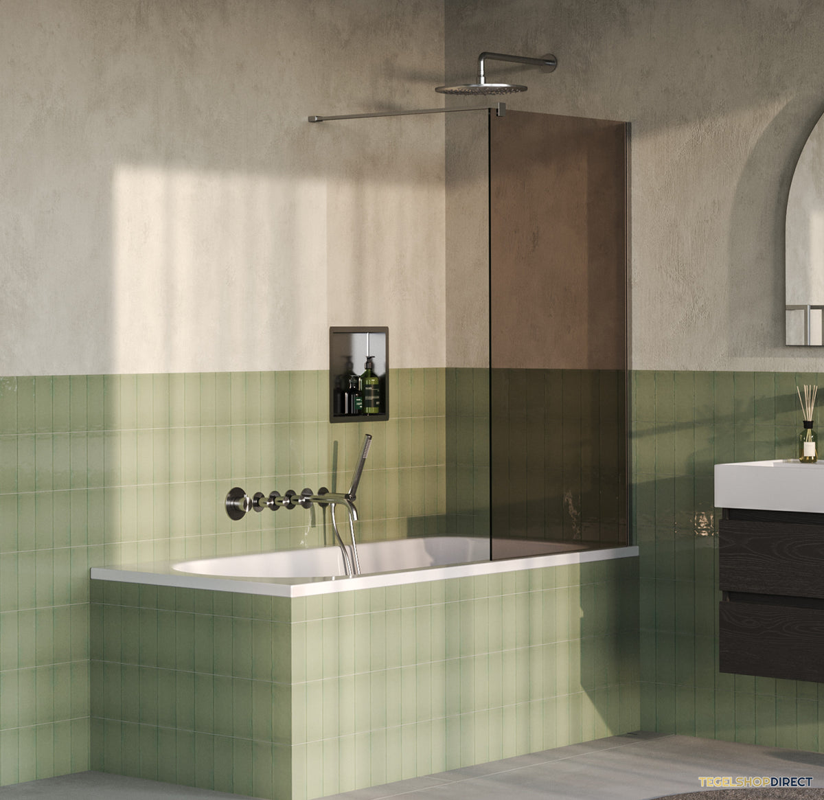 BRAUER Oblivion Badwand 80x140 Brons Glas Incl. Glascoating PVD RVS-Kleurig Geborsteld