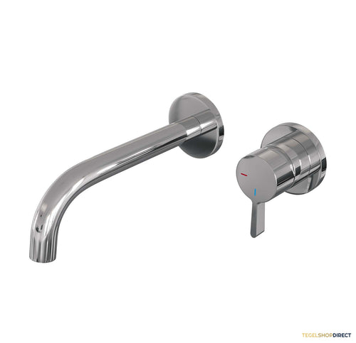 Inbouw Wastafelmengkraan Brauer Chrome Edition Coldstart Gebogen Uitloop Halfronde Hendel Rechts Chroom Met Rozetten