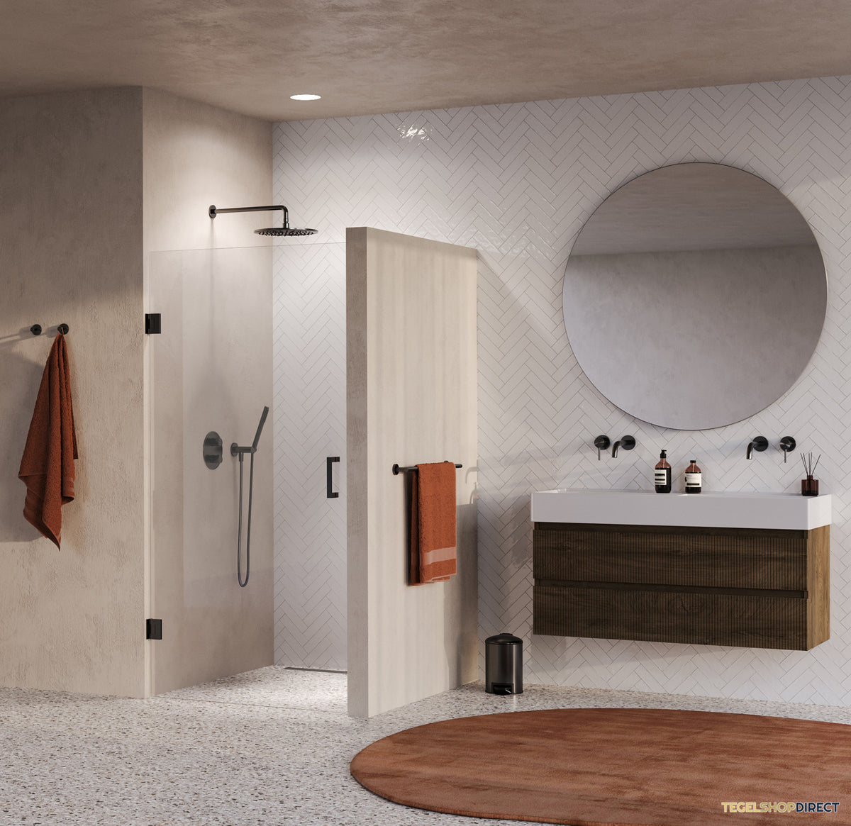 BRAUER Void nisdeur helder glas 100x200 omkeerbaar incl. glascoating PVD gunmetal geborsteld – afbeelding 2