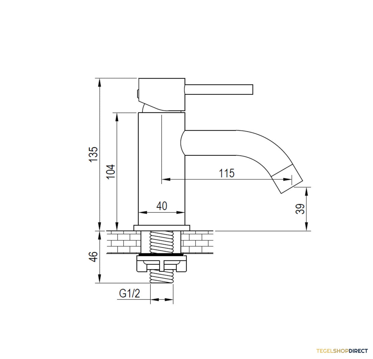 Fonteinkraan Brauer Gebogen Uitloop 1/2 Messing Chroom – afbeelding 2