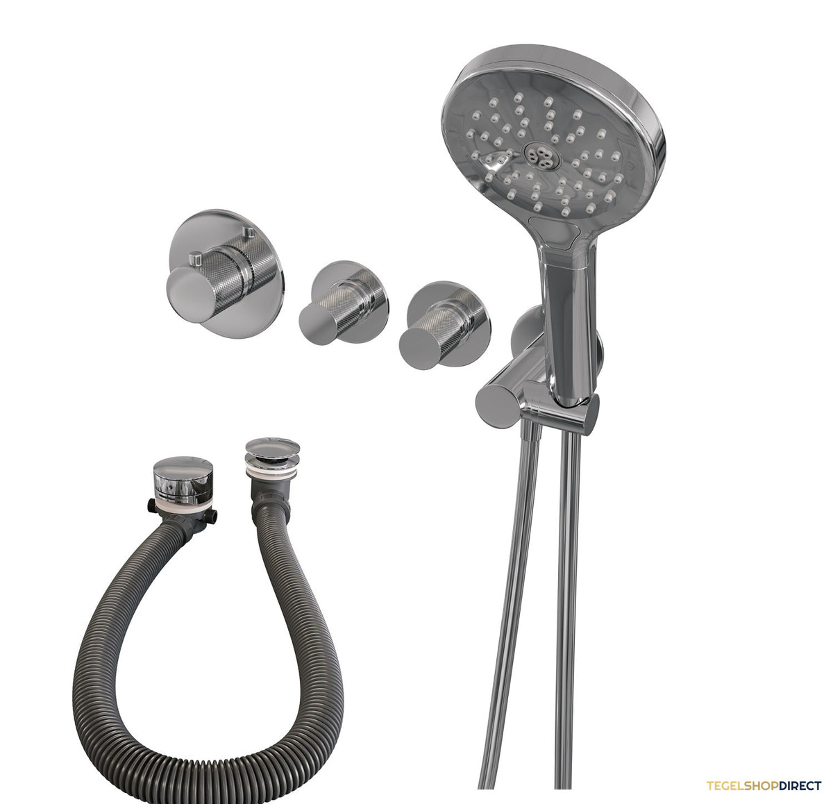 Inbouwthermostaatset Brauer Chrome Carving Incl 3 Standen Handdouche En Badafvoer Chroom – afbeelding 2