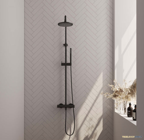 Opbouw Regendoucheset Brauer Black Edition Thermostatisch Mat Zwart (Alle Opties)
