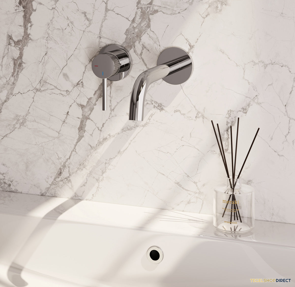 Brauer Stripe inbouw wastafelmengkraan met gebogen uitloop en rozetten model A2 chroom – afbeelding 2