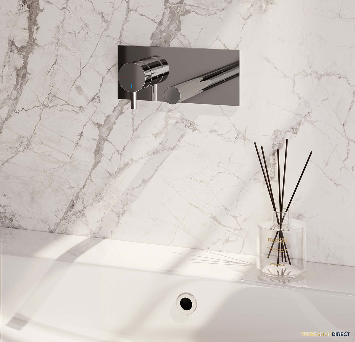 Inbouw Wastafelmengkraan Brauer Chrome Edition Coldstart Rechte Uitloop Korte Ronde Hendel Links Chroom Met Afdekplaat – afbeelding 2