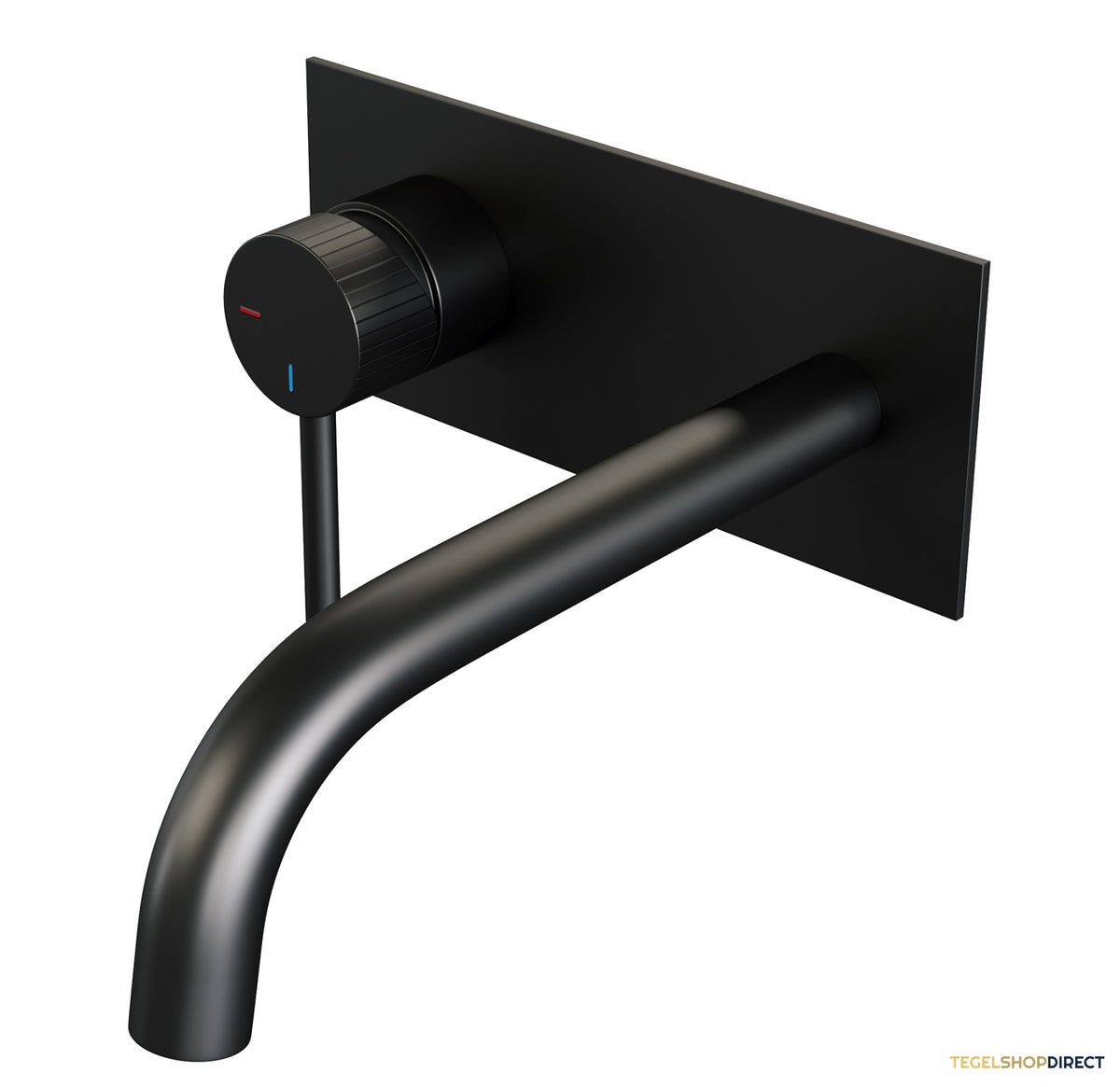 Brauer Stripe inbouw wastafelmengkraan met gebogen uitloop en afdekplaat model A2 mat zwart