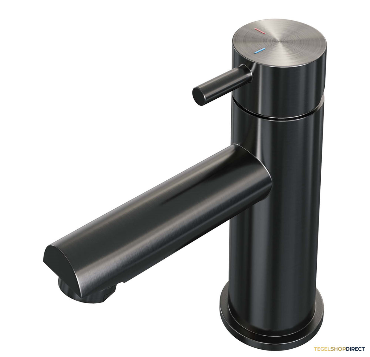 Wastafelmengkraan Brauer Gunmetal Edition Coldstart Opbouw Laag Korte Ronde Hendel Geborsteld Gunmetal PVD