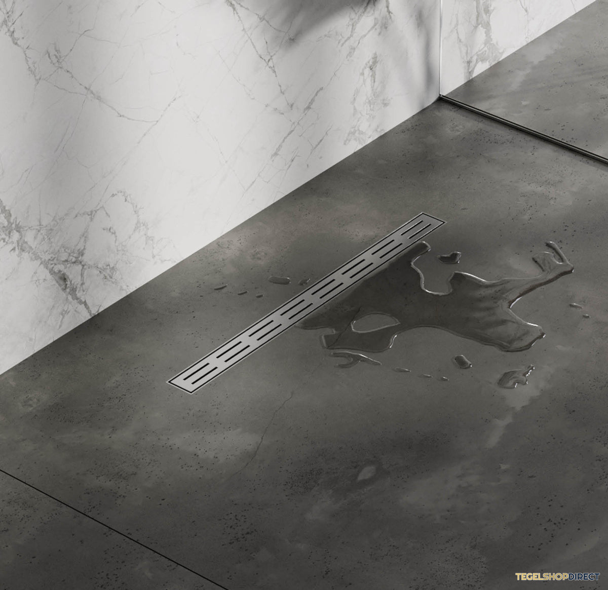 Douchegoot Brauer Small 50x5 cm RVS Vloerflens Inclusief Kunststof Sifon Verstelbare Poten